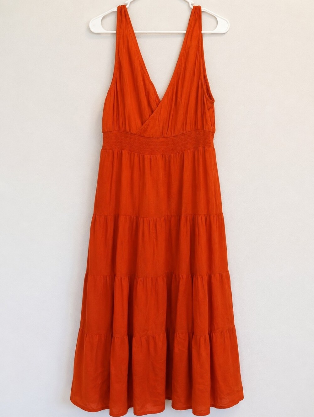Universal Thread Orange Sleeveless V-Neck Tiered Maxi Dress